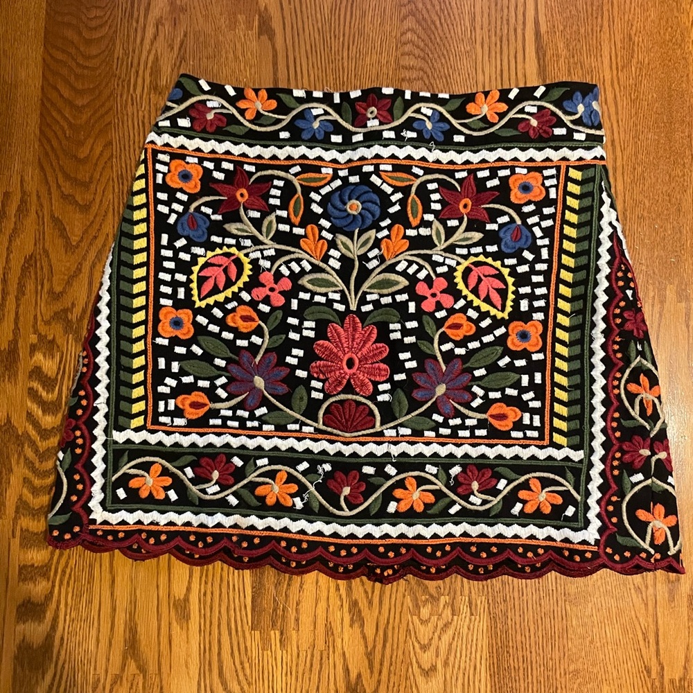 Zara Multicolor Embroidered Mini Skirt